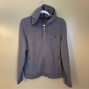 Lauren Ralph Lauren - RL Logo Women’s Gray Full Zip Hoodie Size XL Cotton Blend
